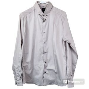 River Island Mens Muscle Fit Long Sleeve Minimalist Button Down Shirt Medium